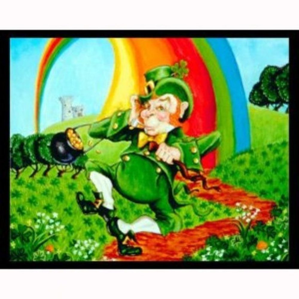 Vintage Leprechaun Flag St Patrick's Day Rainbow 29  Lx 43 W Silk Reflec…